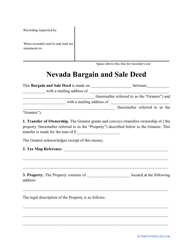 Bargain and Sale Deed Form - Nevada