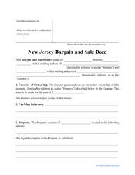 &quot;Bargain and Sale Deed Form&quot; - New Jersey