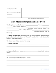 &quot;Bargain and Sale Deed Form&quot; - New Mexico