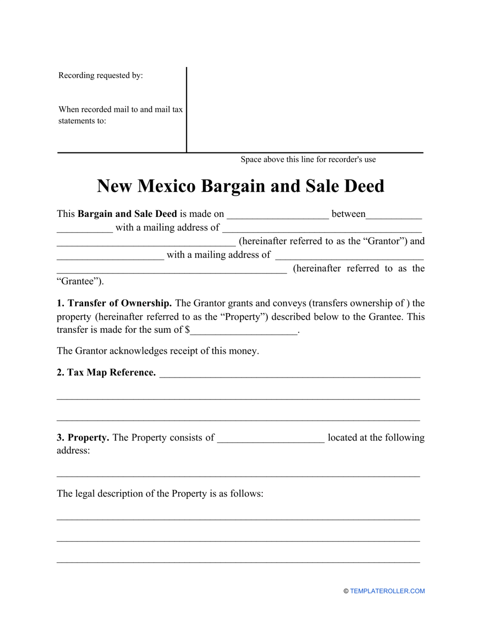 Bargain and Sale Deed Form - New Mexico, Page 1