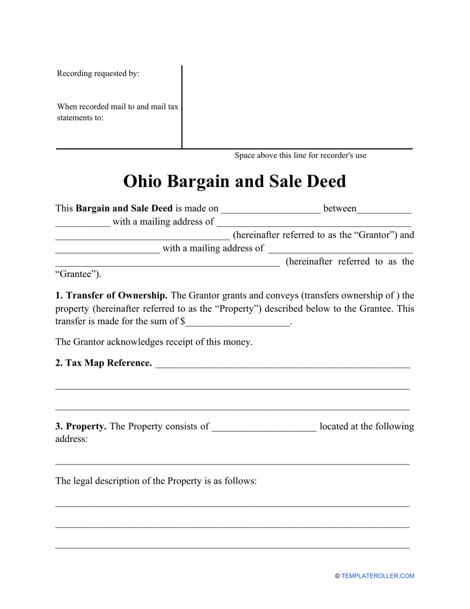 Bargain and Sale Deed Form - Ohio, Page 1