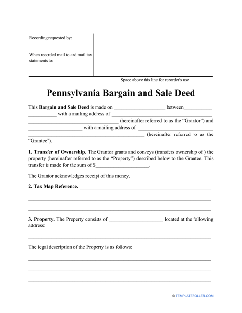 Bargain and Sale Deed Form - Pennsylvania