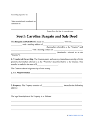 &quot;Bargain and Sale Deed Form&quot; - South Carolina
