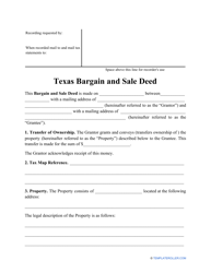 &quot;Bargain and Sale Deed Form&quot; - Texas