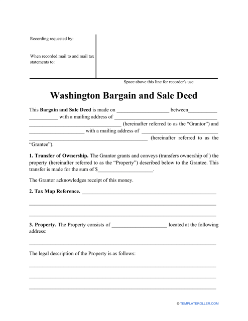 Bargain and Sale Deed Form - Washington