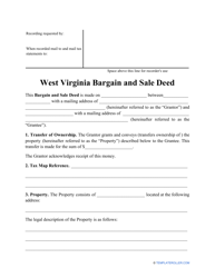 Bargain and Sale Deed Form - West Virginia