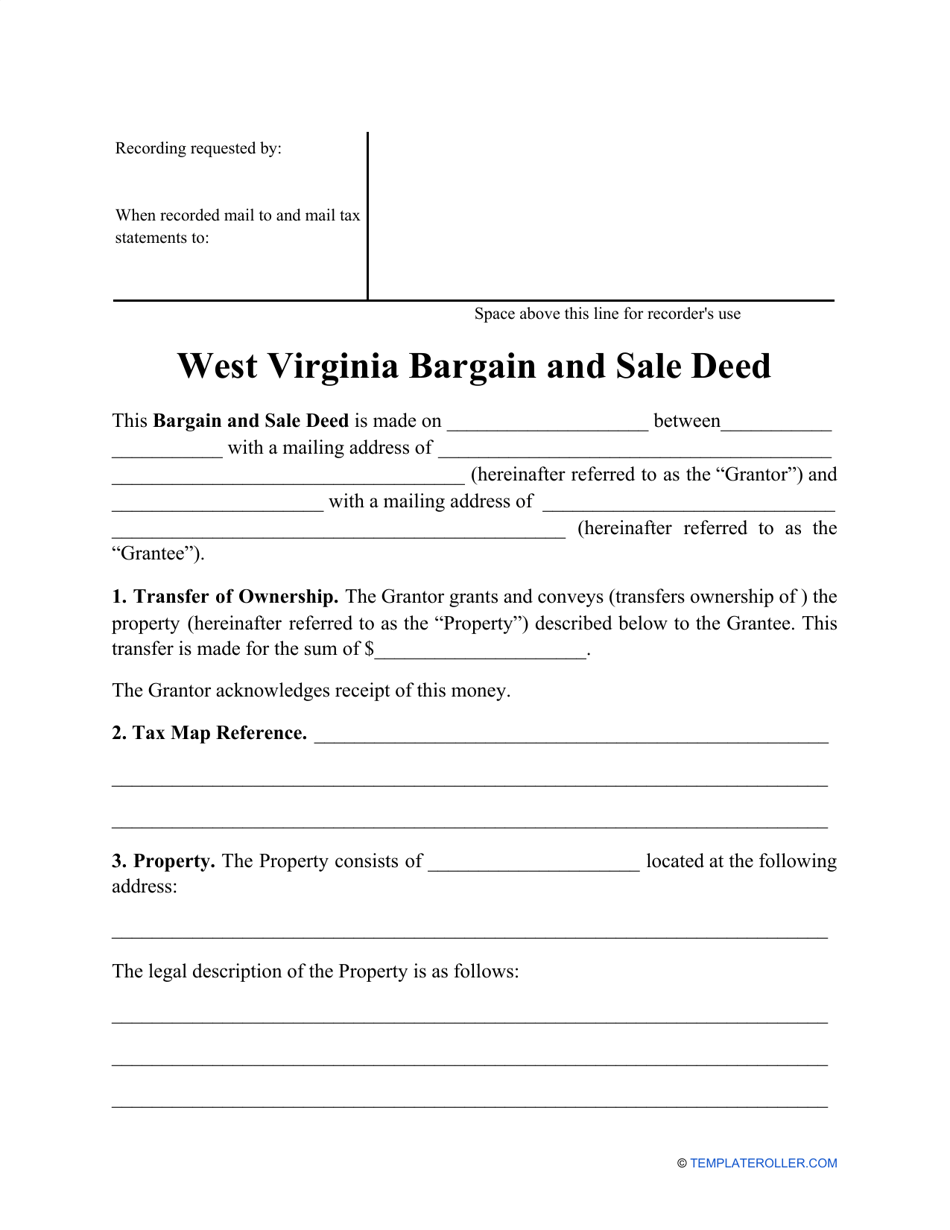 Bargain and Sale Deed Form - West Virginia, Page 1