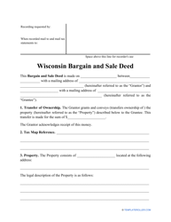 &quot;Bargain and Sale Deed Form&quot; - Wisconsin