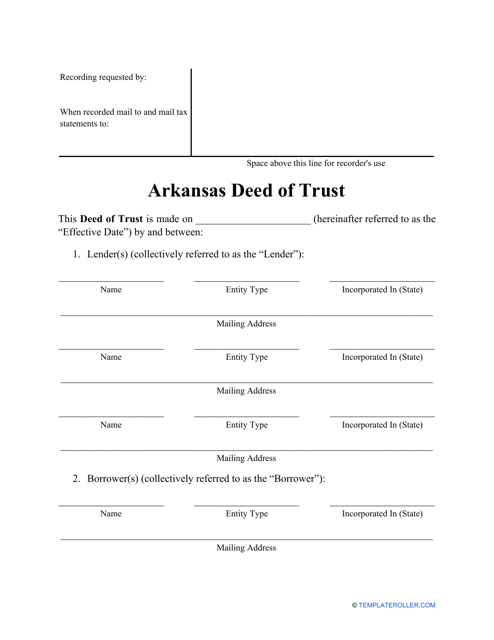 &quot;Deed of Trust Form&quot; - Arkansas Download Pdf