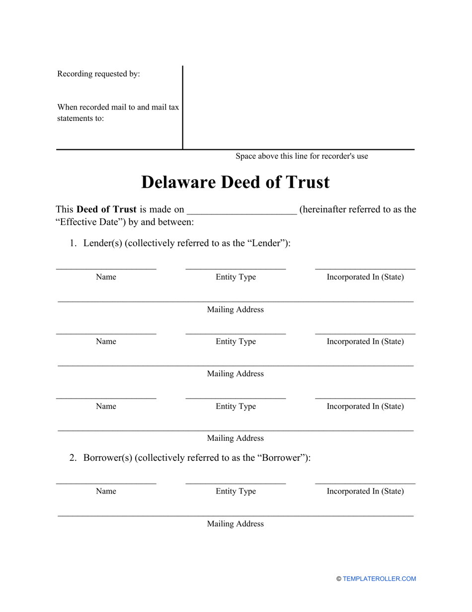 Delaware Deed of Trust Form Fill Out, Sign Online and Download PDF