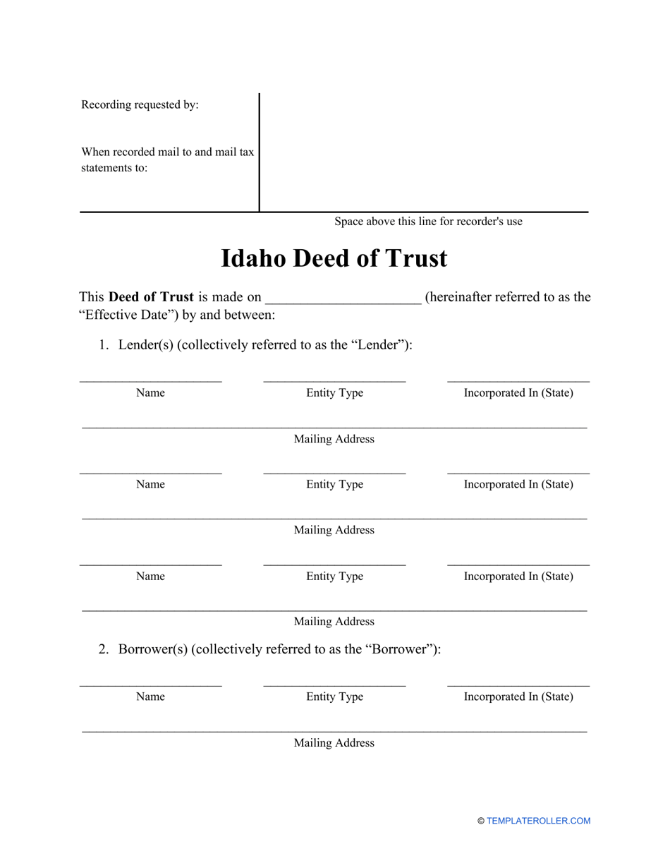 Deed of Trust Form - Idaho, Page 1