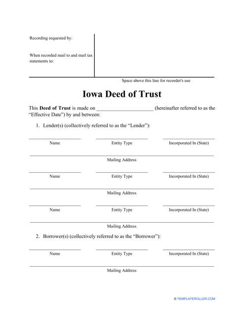 Deed of Trust Form - Iowa