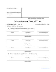 &quot;Deed of Trust Form&quot; - Massachusetts
