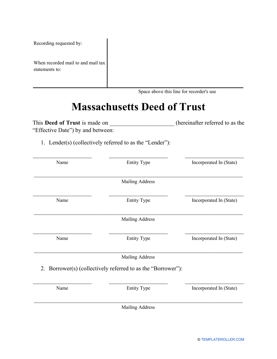 Massachusetts Deed of Trust Form - Fill Out, Sign Online and Download ...