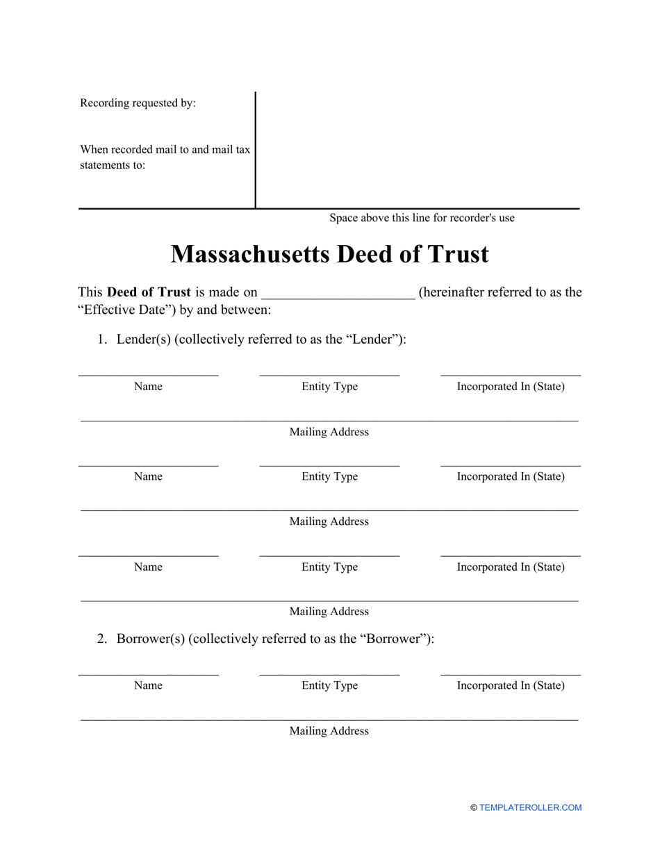 Deed of Trust Form - Massachusetts, Page 1
