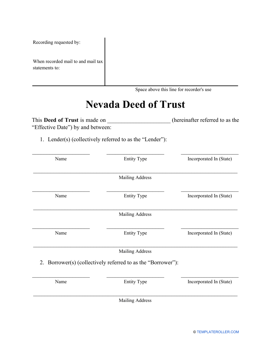 Deed of Trust Form - Nevada, Page 1