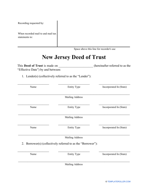 Deed of Trust Form - New Jersey