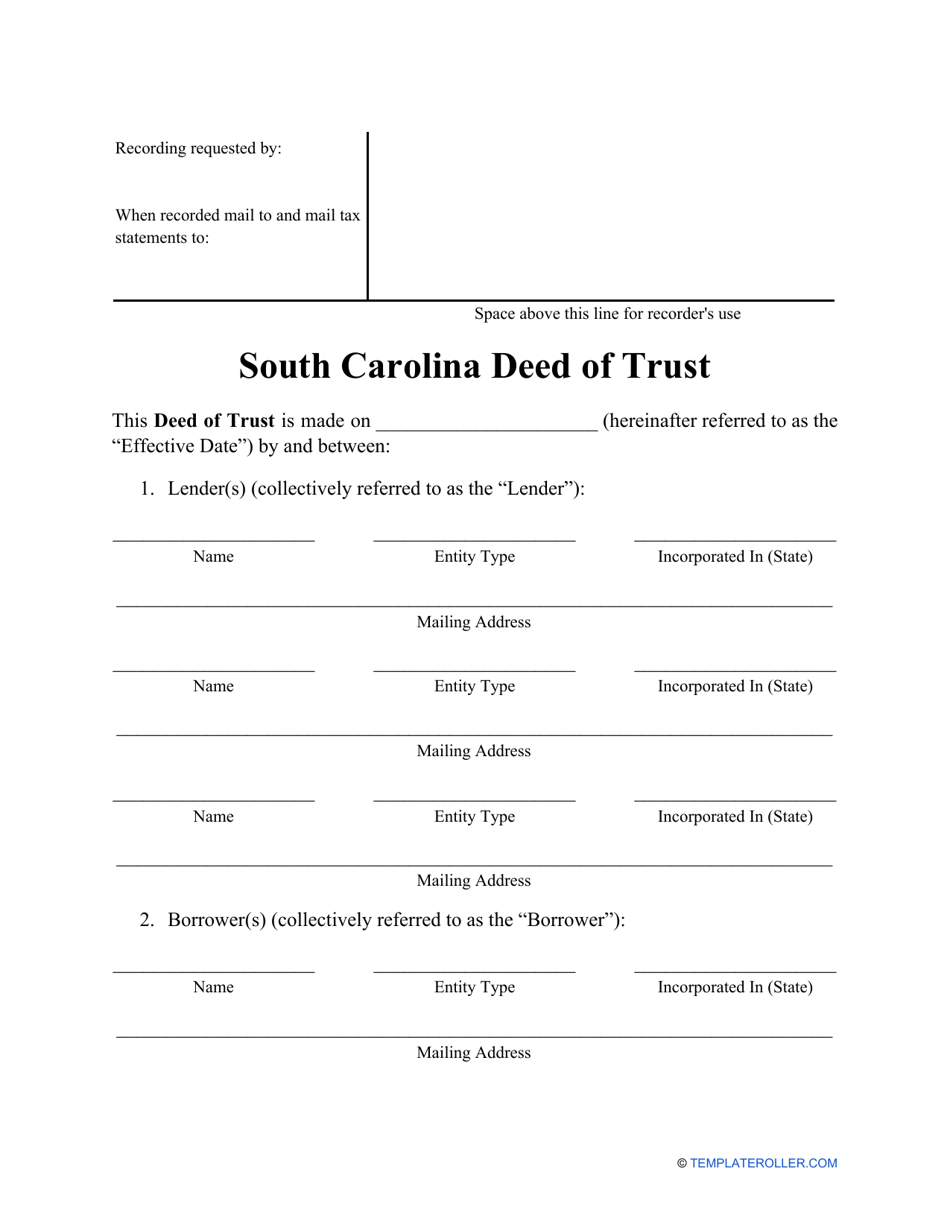 Deed of Trust Form - South Carolina, Page 1