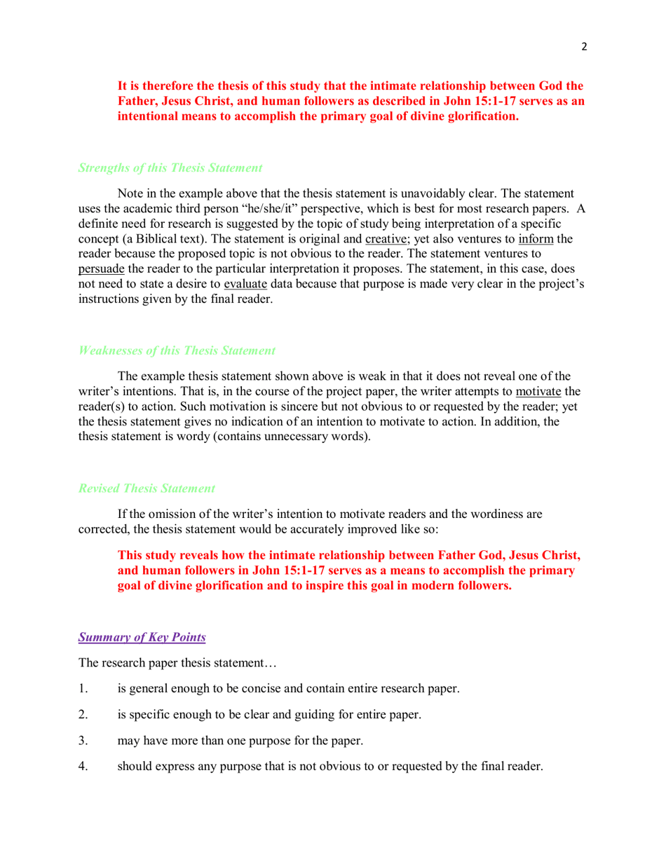 Thesis Statement for Research Papers, Page 2