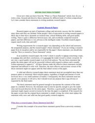 Document preview: Thesis Statement for Research Papers