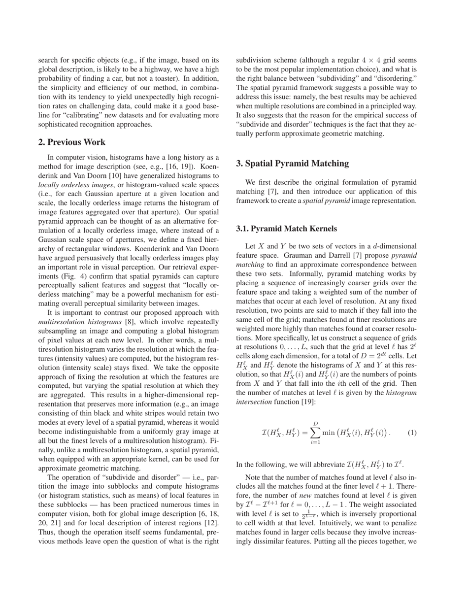 Beyond Bags of Features: Spatial Pyramid Matching for Recognizing Natural Scene Categories - Svetlana Lazebnik, Cordelia Schmid, Jean Ponce, Page 2