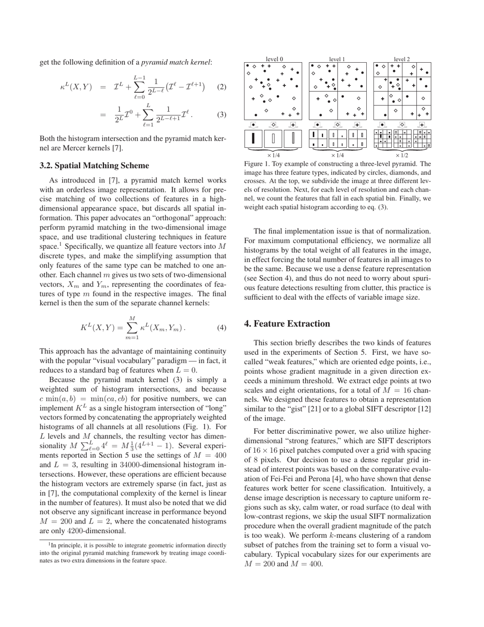 Beyond Bags of Features: Spatial Pyramid Matching for Recognizing Natural Scene Categories - Svetlana Lazebnik, Cordelia Schmid, Jean Ponce, Page 3