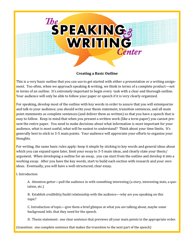 Document preview: Basic Outline for Presentation or Writing Assignment - the University of Southern Mississippi
