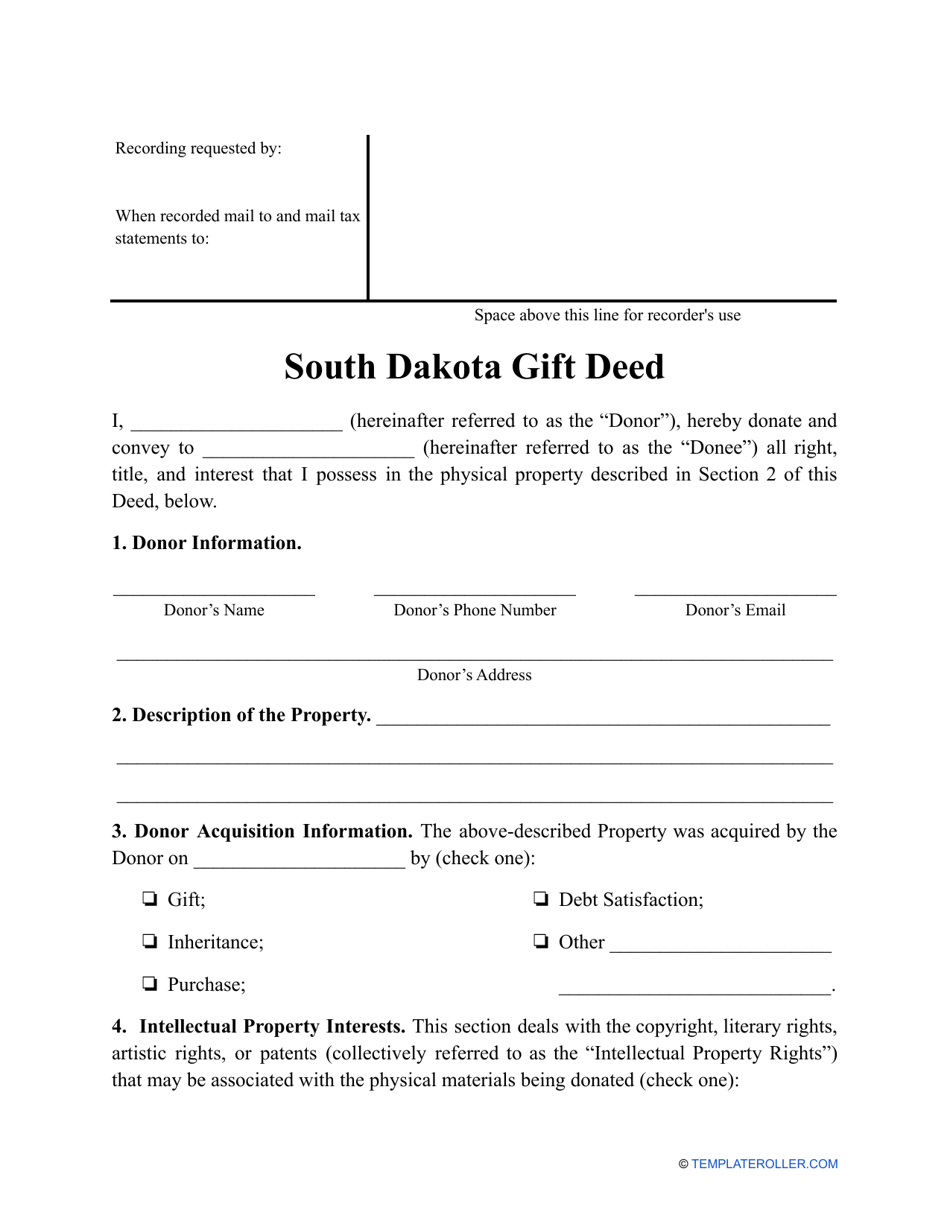 Gift Deed Form - South Dakota, Page 1