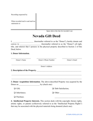 &quot;Gift Deed Form&quot; - Nevada