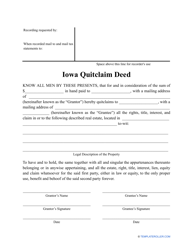 &quot;Quitclaim Deed Form&quot; - Iowa