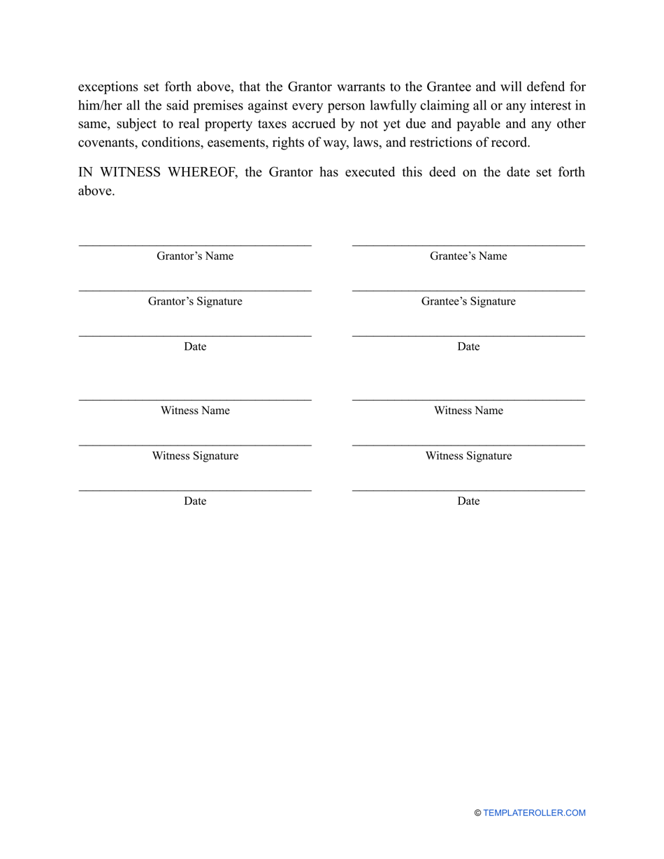 Warranty Deed Form - Kentucky, Page 2