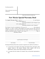 Special Warranty Deed Form - New Mexico