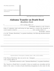 &quot;Transfer on Death Deed Form&quot; - Alabama