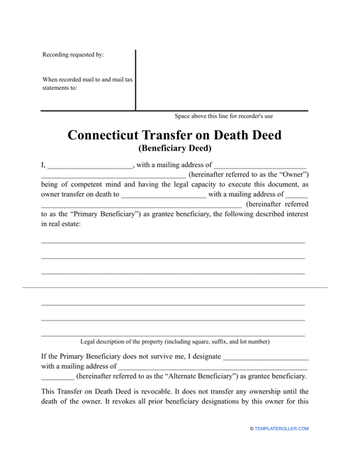 Transfer on Death Deed Form - Connecticut Download Pdf
