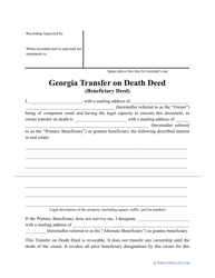 &quot;Transfer on Death Deed Form&quot; - Georgia (United States)