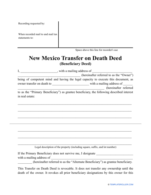 Transfer on Death Deed Form - New Mexico