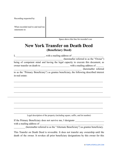 Transfer on Death Deed Form - New York