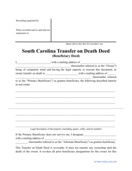 &quot;Transfer on Death Deed Form&quot; - South Carolina