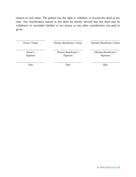 Transfer on Death Deed Form - Texas, Page 2
