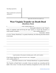 &quot;Transfer on Death Deed Form&quot; - West Virginia