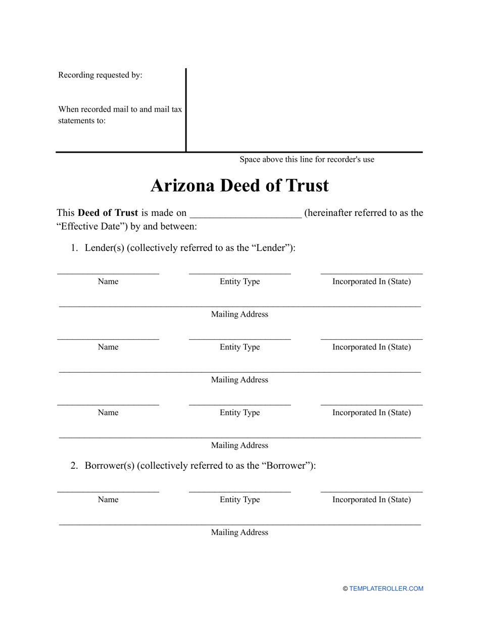 Deed of Trust Form - Arizona, Page 1