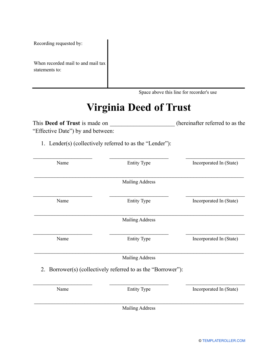 Deed of Trust Form - Virginia, Page 1