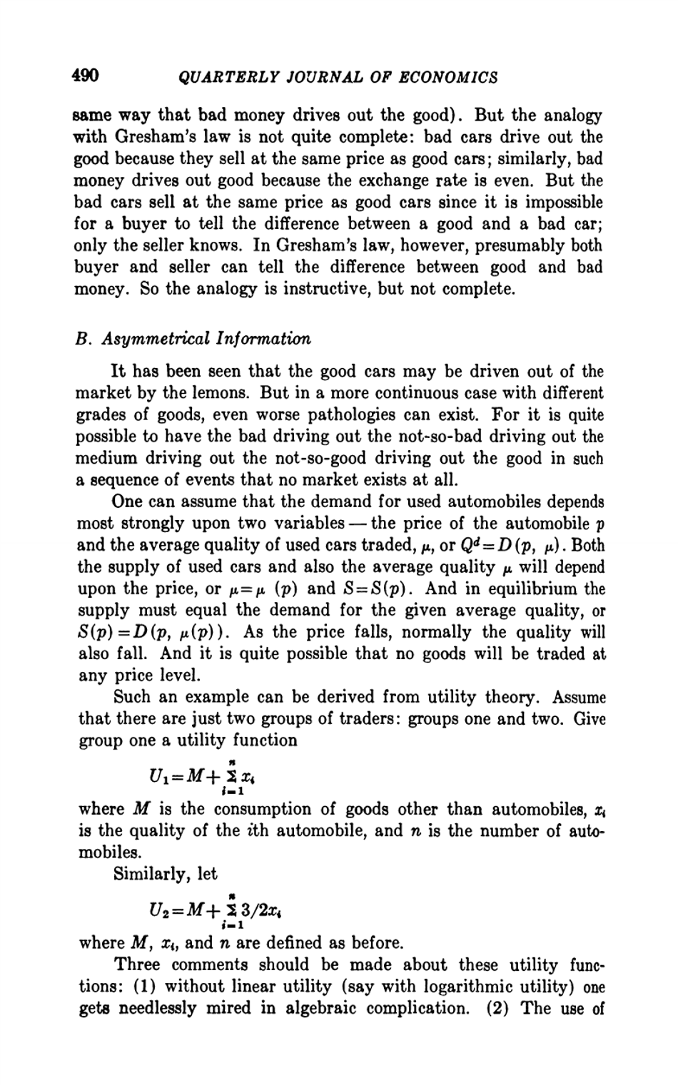 The Market for lemons: Quality Uncertainty and the Market Mechanism - George a. Akerlof, Page 4