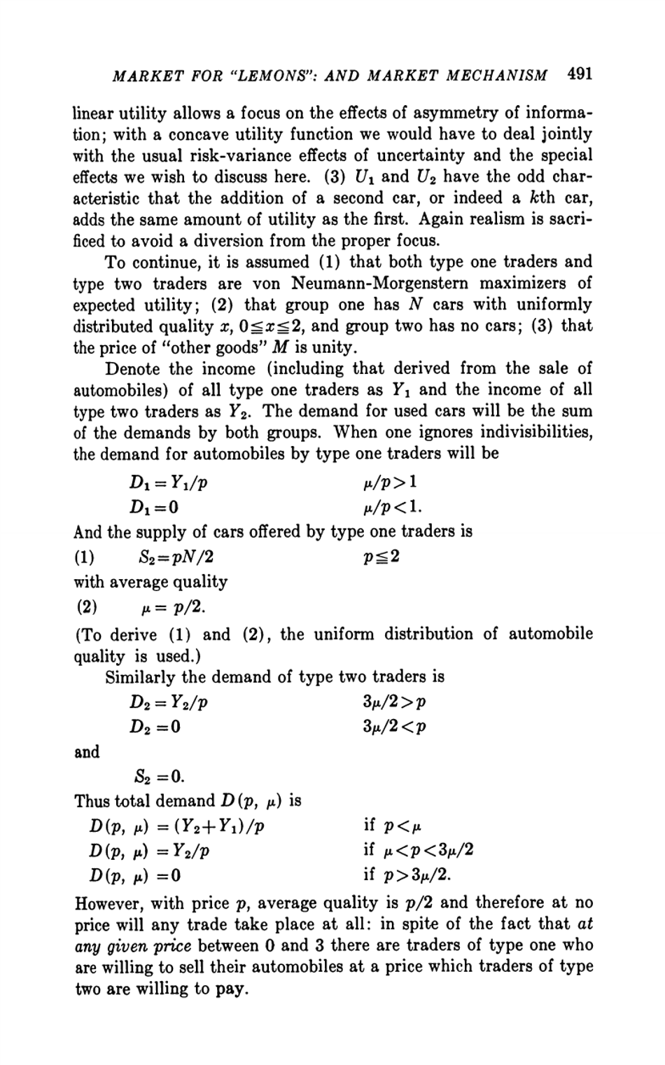 The Market For "lemons": Quality Uncertainty And The Market Mechanism ...