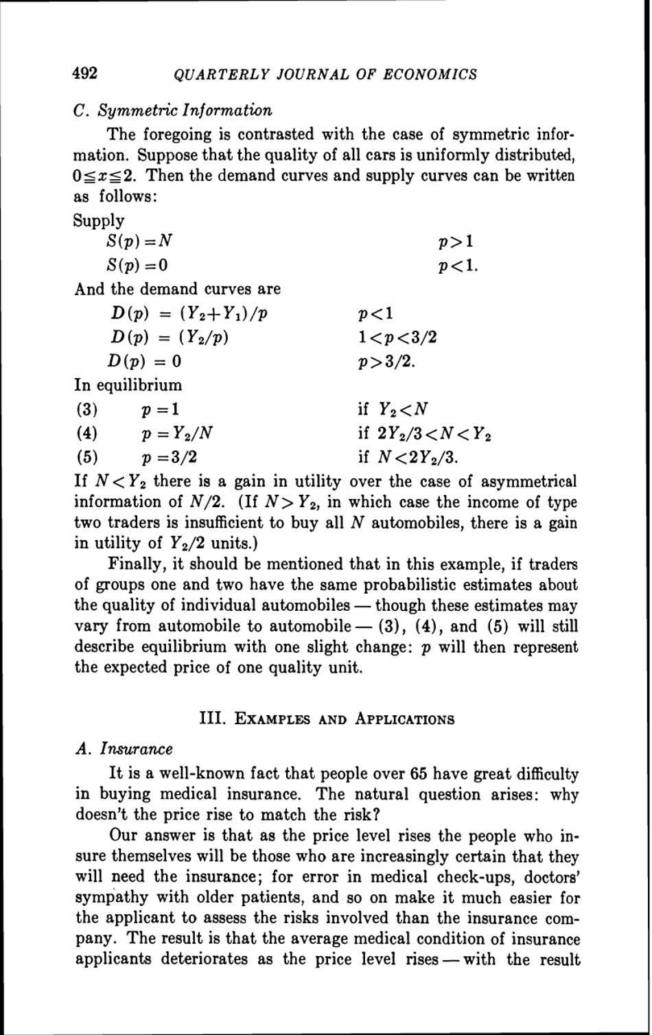 The Market for lemons: Quality Uncertainty and the Market Mechanism - George a. Akerlof, Page 6