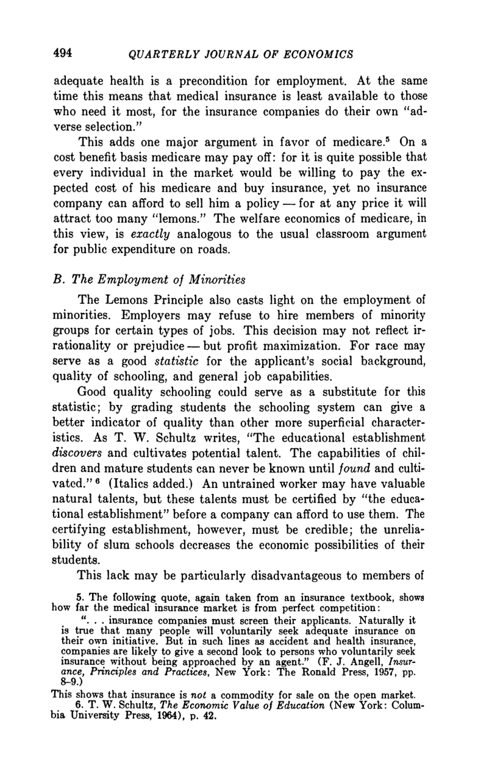 The Market for lemons: Quality Uncertainty and the Market Mechanism - George a. Akerlof, Page 8