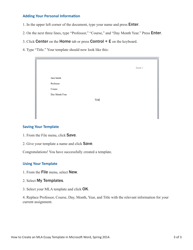 How to Create an Mla Essay Template in Microsoft Word on a Pc - Hannah Wiltbank, San Jose University Writing Center, Page 3