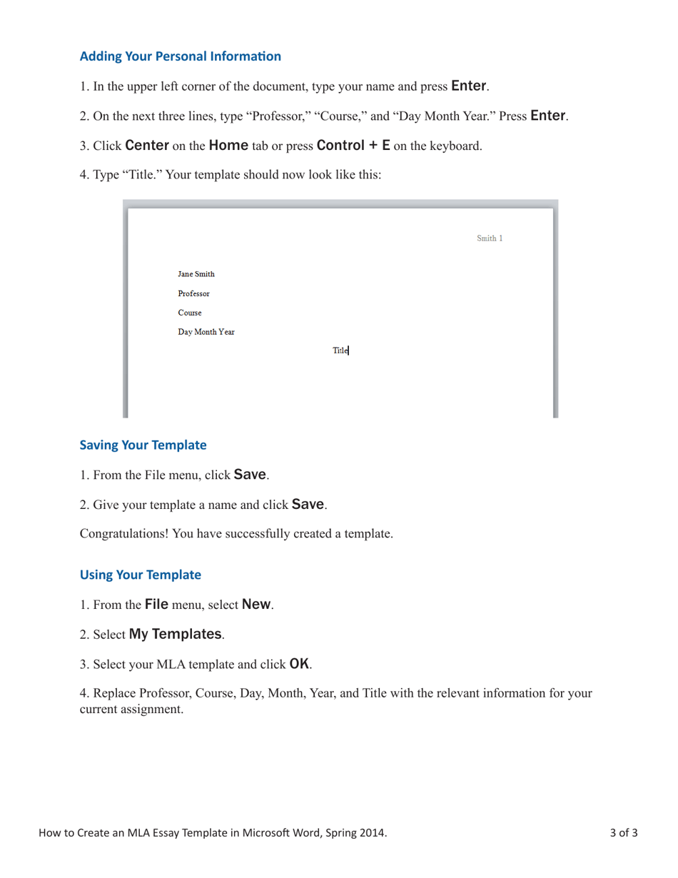 How to Create an Mla Essay Template in Microsoft Word on a Pc - Hannah Wiltbank, San Jose University Writing Center, Page 3