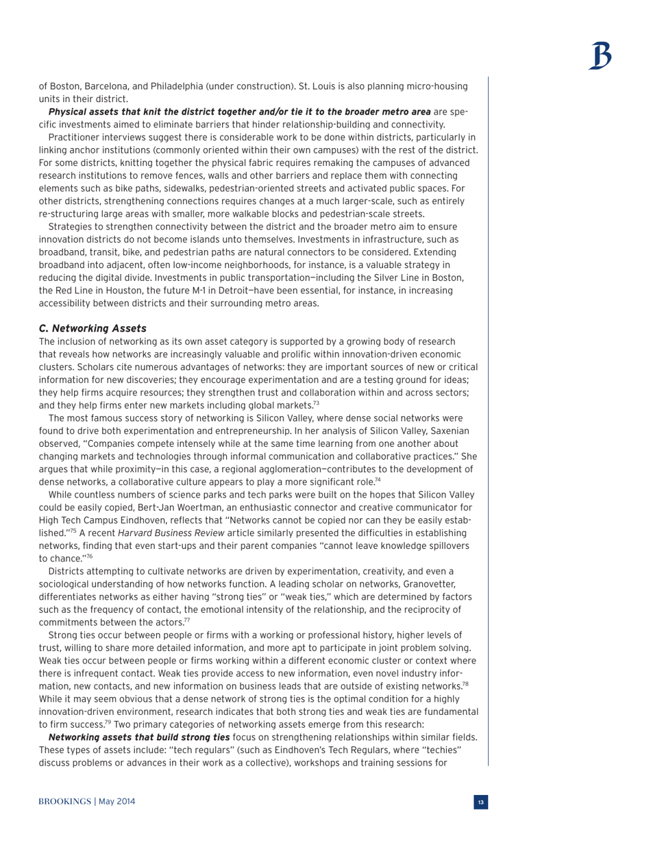 The Rise of Innovation Districts: a New Geography of Innovation in America - Bruce Katz and Julie Wagner, Page 13
