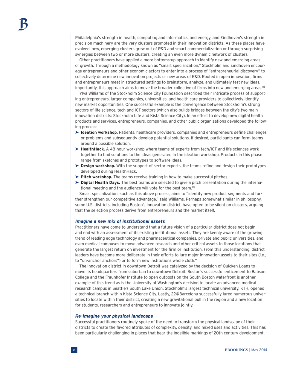 The Rise of Innovation Districts: a New Geography of Innovation in America - Bruce Katz and Julie Wagner, Page 16
